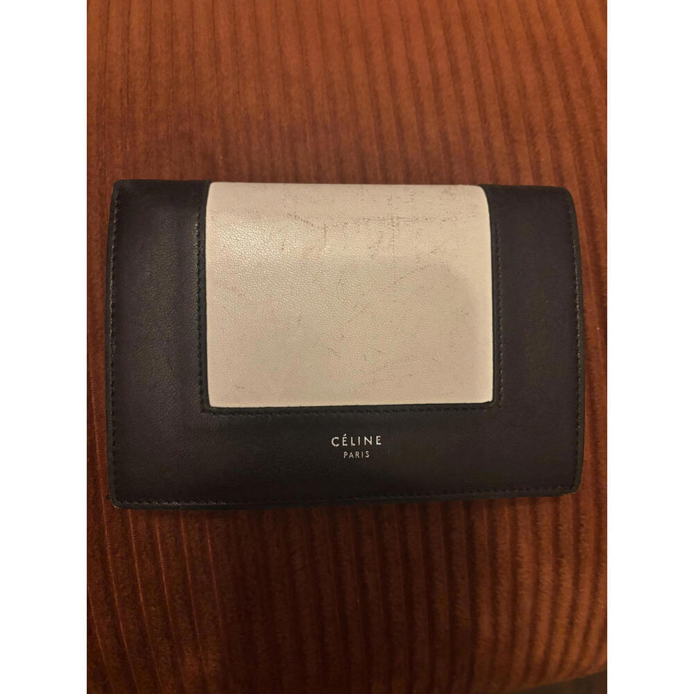 Celine Phoebe Philo Calfskin Leather Frame B&W Bi-fold Wallet